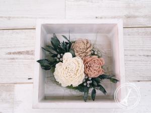 ソーラーローズのウッドボックスアレンジ